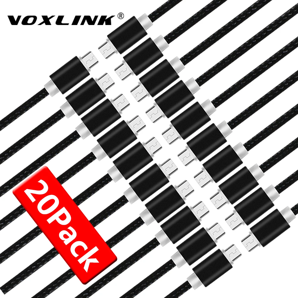 USB кабель VOXLINK 20 шт. 5 В 2 4 А Micro для зарядки передачи данных Samsung S7 S6 Huaiwei Xiaomi Meizu LG