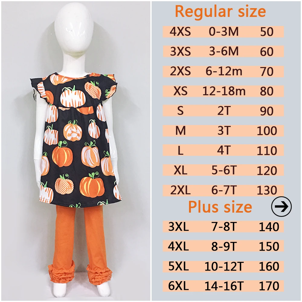 Halloween Day New Arrival Baby Girl Summer Clothes Cute Pumpkin Pattern With Ruffle Pants Set Boutique Clothing 2GK807-483 | Детская