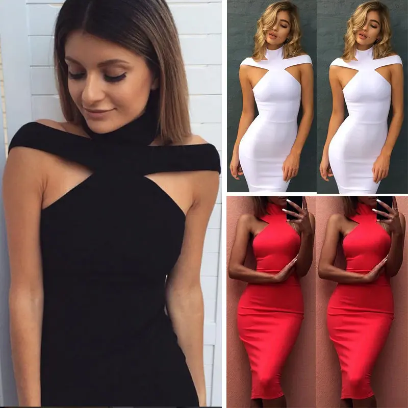 Женское платье-водолазка на бретелях черное белое красное платье средней длины с