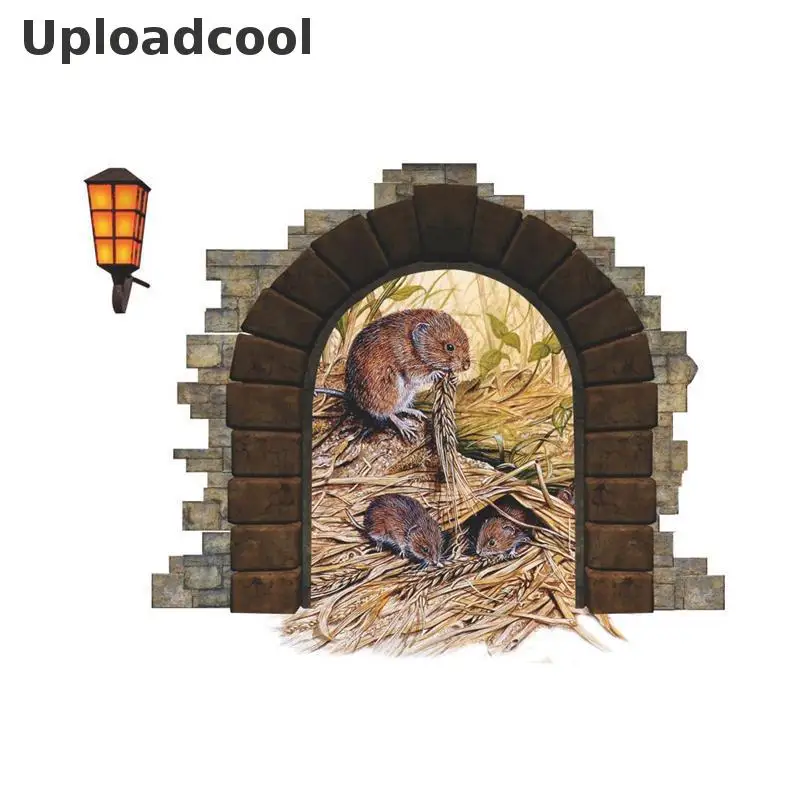 Uploadcool _ маленькая мышь отверстие украшение для дома наклейка детская комната