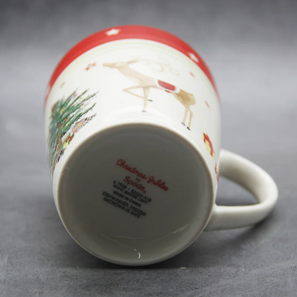 Классическая Рождественская кружка 350 мл молочно белая елка и олень подарок на