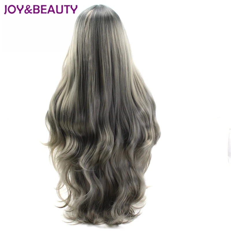 JOY& BEAUTY черный корень серый Омбре длинные волнистые парик 32 дюймов высокая температура волокно для женщин парики