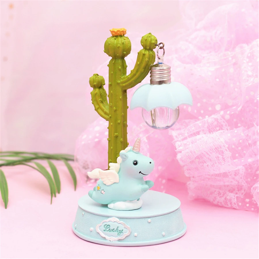 LED Night Light resin Moon Unicorn Cartoon Baby Nursery Lamp Breathing for Children Kid Girl Toy Christmas Gift | Лампы и освещение