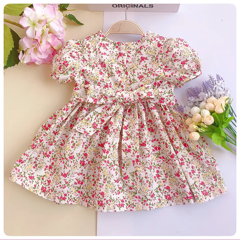 Girl Smocked Dress Summer Cotton Flower Fashion Baby Boutique Clothes Kids Party Princess Beautiful G108 | Детская одежда и обувь