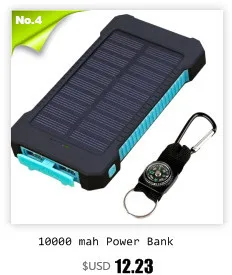 Солнечная батарея 10000mah 2 с usb-портом, светодиодная Внешняя батарея 10000mah power bank для мобильного телефона Iphone xiaomi 5
