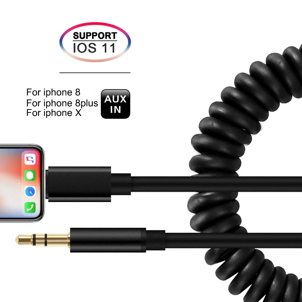 ACCGUYS Весна Aux шнур Автомобильный кабель для iPhone 8 7 Plus X XS Max XR до 3 5 мм разъем