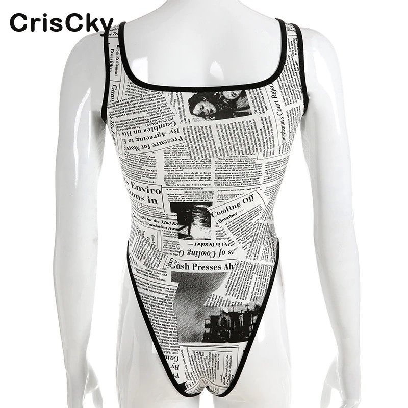 CRISCKY 2019 летний Облегающий комбинезон женское Боди без рукавов с принтом