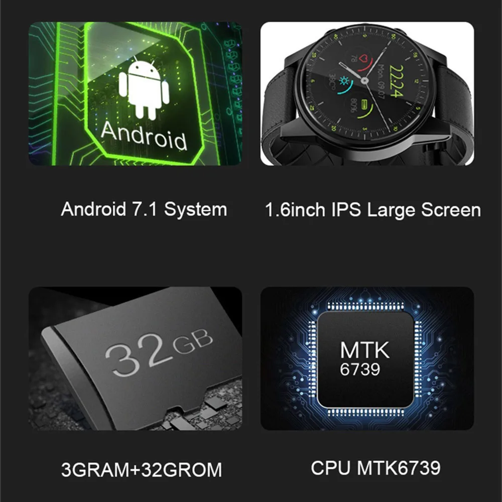 X360 4G LTE Android 7 1 Смарт-часы 6 дюймов Большой экран круглый WiFi GPS Sim карта Smartwatch телефон