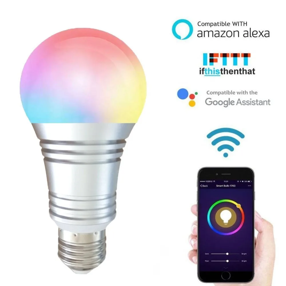 E27 7 Вт приложение Smart light и Alexa google голосовой помощник управляемая лампа RGBW