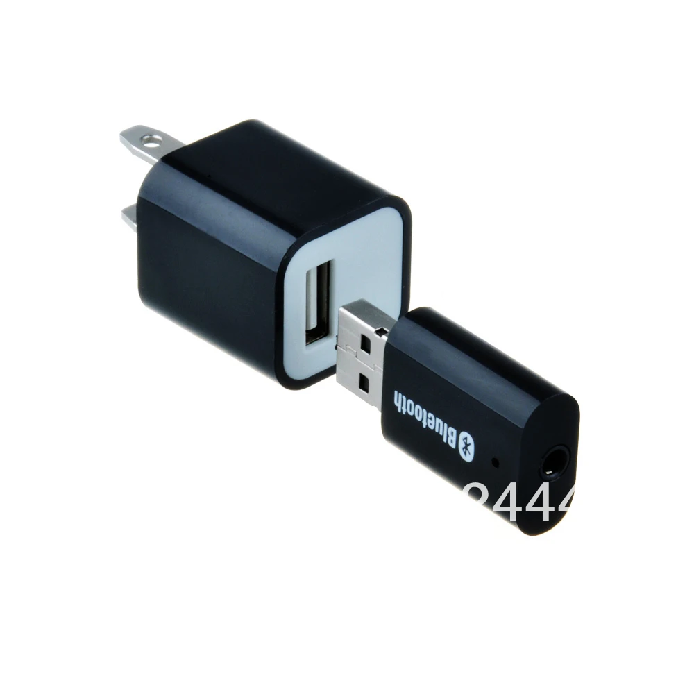 USB Bluetooth Wireless Audio Music Streaming Receiver Adapter w/ 3.5 mm Stereo Output &amp AC Wall Charger - Black |