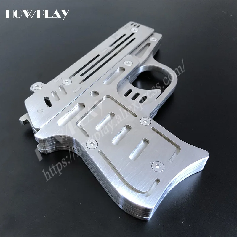 Howplay пистолет с резиновой лентой игрушка слайд стрельба игры из нержавеющей