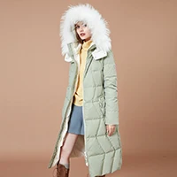 ARTKA Новинка женское длинное плотное зимнее пальто с меховым воротником и капюшоном 90% белый утиный пух теплая однотонная верхняя одежда YK10784D - Цвет: Зеленый