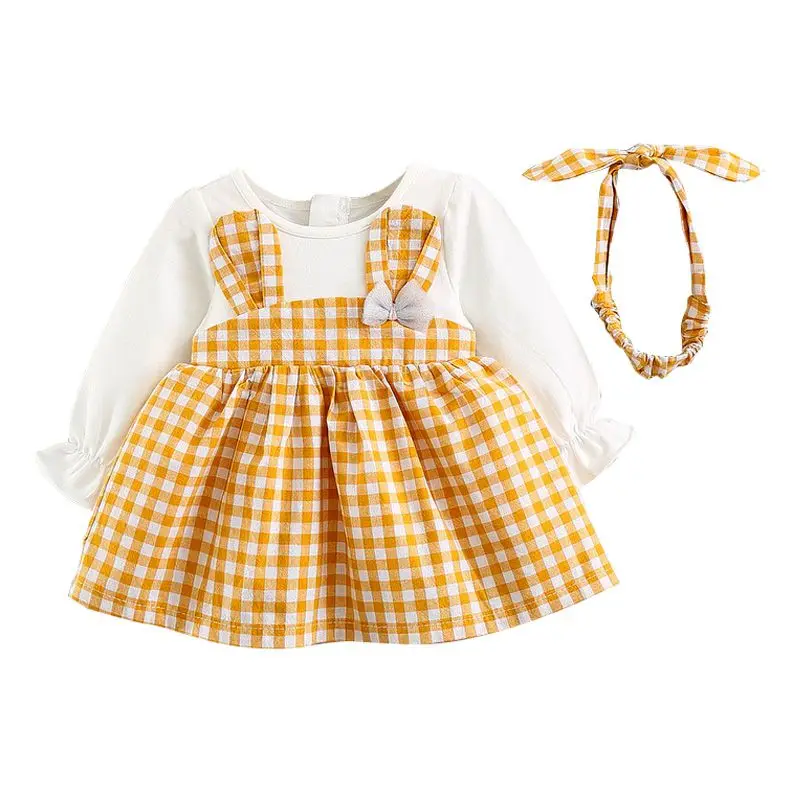 Модный комплект из 2 предметов платья для маленьких девочек + повязка на голову