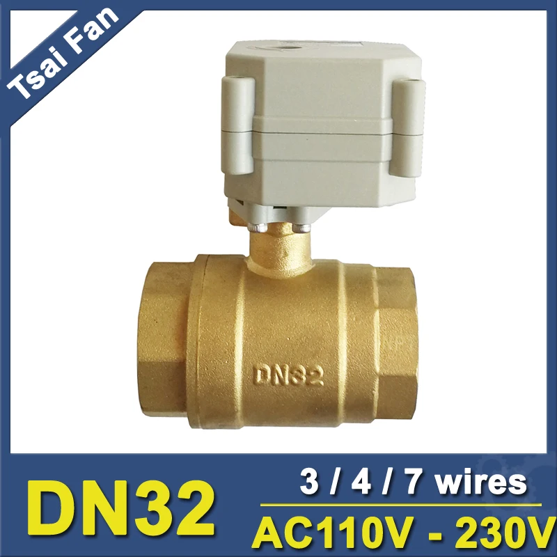 

AC110V-230V 3/4/7 Wires 1-1/4'' Motorized Ball Valves BSP or NPT Thread DN32 Brass Actuated Ball Valve With Indicator