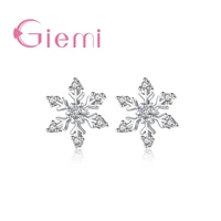 hot selling snow flake cubic zirconia 925 sterling silver generous anniversary party gift women boutique stud earrings