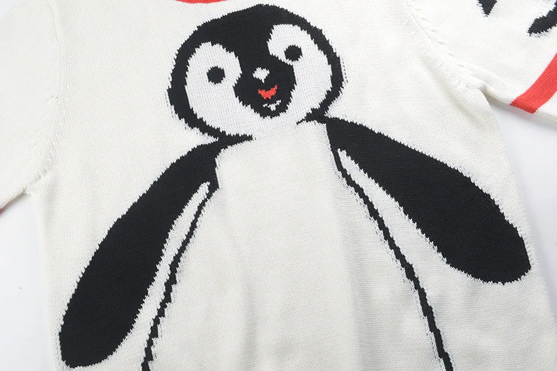 GRUIICEEN penguin pattern runway sweaters knit women striped long sleeve winter fashion 2018 pullovers GY201849 | Женская одежда