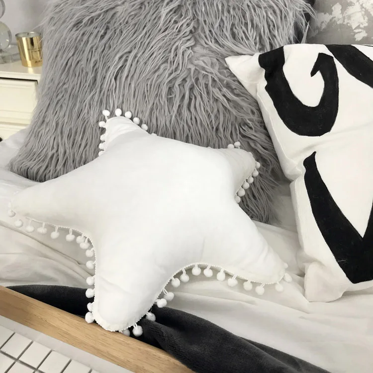 White Star Подушка в форме звезды шеи Отдых Поддержка Хлопок облако подушки для путешествий скандинавские милые детские оформление спальни дети фотографии аксессуары - Цвет: White Star