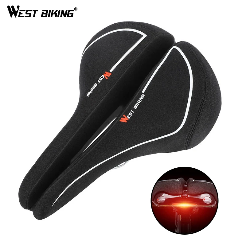 WEST BIKING MTB велосипедное седло с задним фонарем силиконовое гелевое мягкое удобное