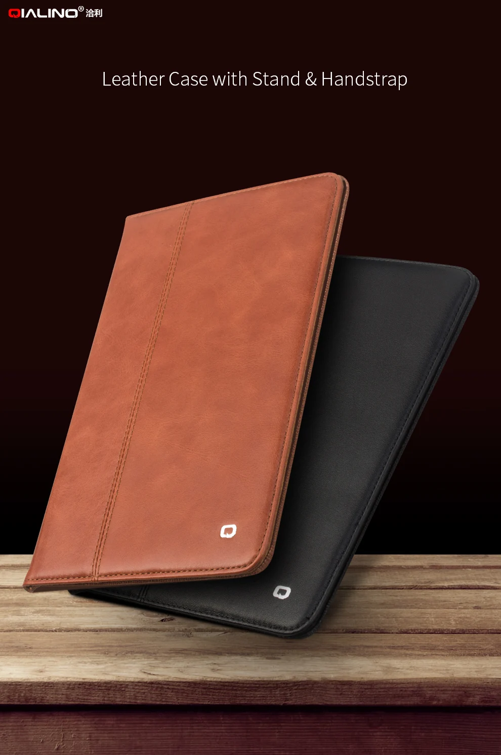 QIALINO роскошный для iPad Pro 9,7 чехол из натуральной кожи с откидной крышкой и подставкой, умный чехол для пробуждения/сна, для iPad Pro 9,7 кожаный чехол