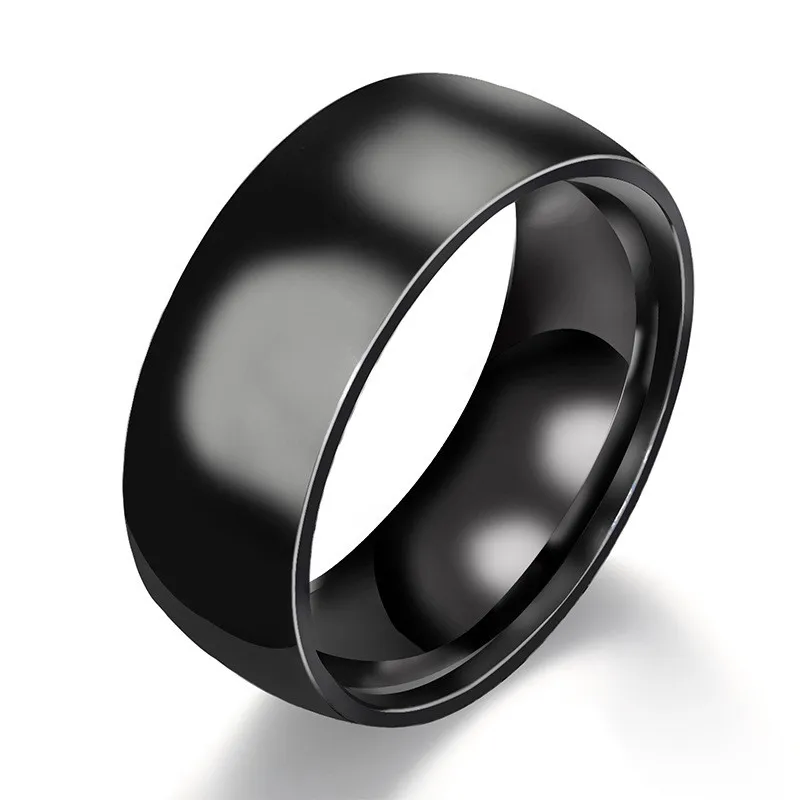 8mm Arc Black Классические 6 мм/8 мм простые парные кольца 316L из нержавеющей титановой стали, Трендовое повседневное кольцо для большого пальца, ювелирные изделия для женщин и мужчин - Цвет основного камня: 8mm Arc Black