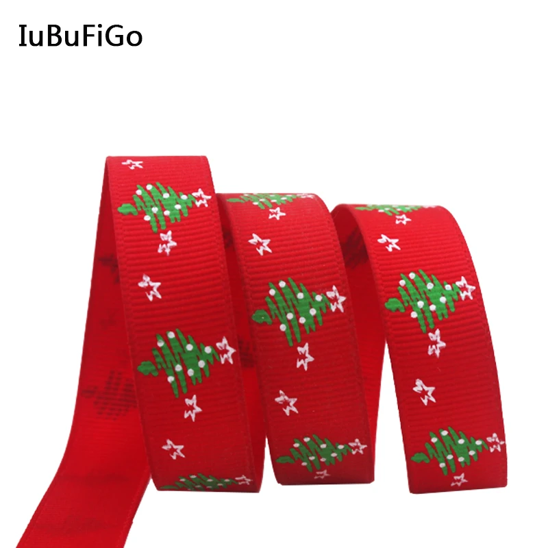 

[IuBuFiGo] 3/8"(9mm) Christmas Tree Ribbon X'mas Grpsgrain Ribbon For Decoration 10y
