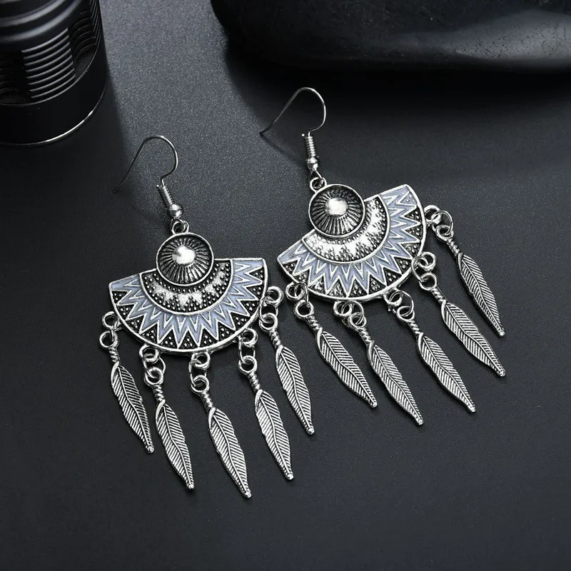 SexeMara Boho Винтаж Этническая большой серьги с кисточками для женщин Мода 2019