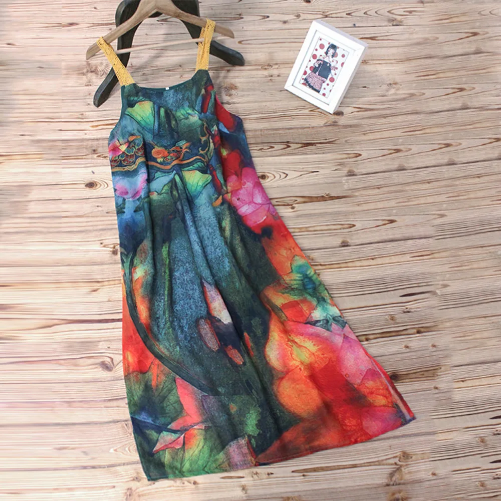 Женское платье Дамское летнее плюс размер Модный коктейльный сарафан на лямках