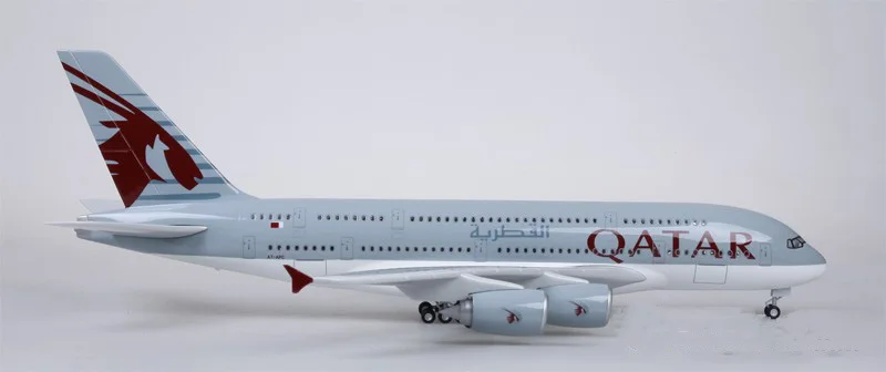 1/160 масштаб 45,5 см отлитая модель самолета Катара модель авиа Airbus A380 со светом и колесом Смола самолет коллекция детские подарки