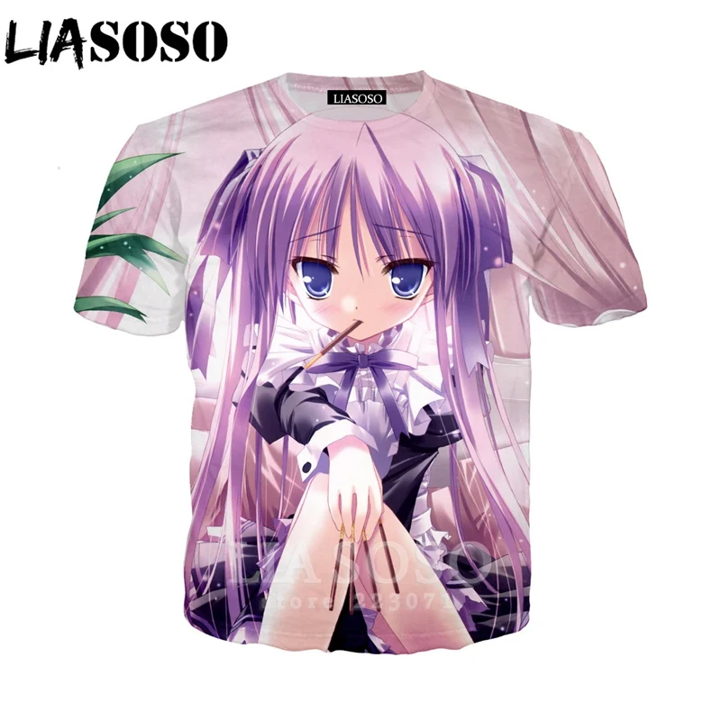 LIASOSO летняя Новинка для мужчин и женщин 3D принт аниме Lucky Star Футболка модная