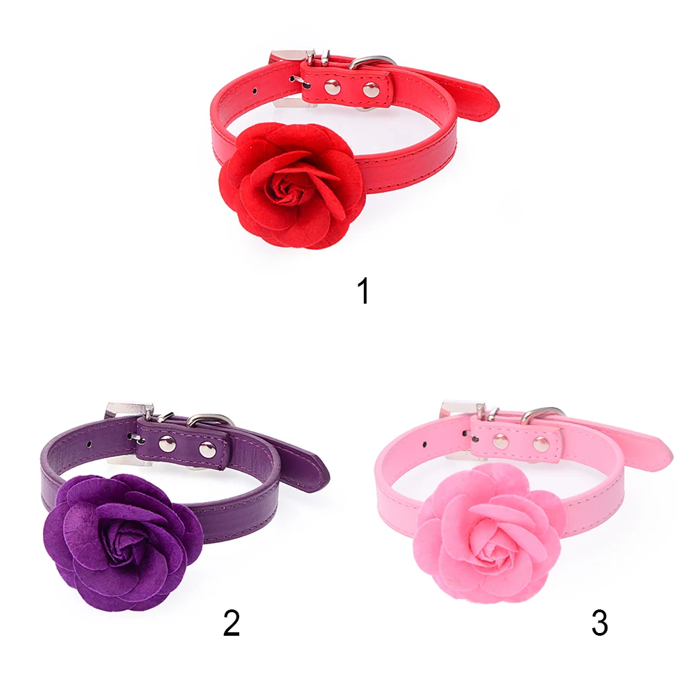 Новый сладкий цветок розы животное ошейник 3 ярких цветов щенок ожерелье для