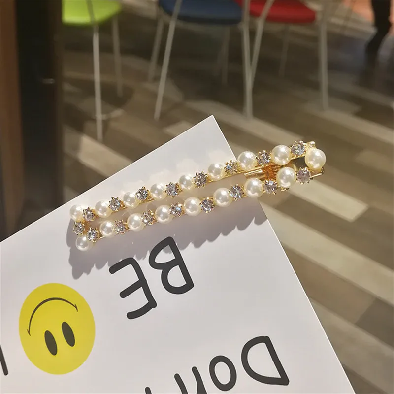 4-8 cm Винтажные жемчужные заколки для волос заколка со стразами Fille для женщин металлическая заколка для волос шикарные золотистые шпильки для волос девушки аксессуары для волос подарок - Цвет: 4-8 cm