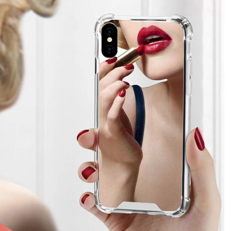Luxury Clear Mirror Shockproof Phone Case for iPhone 7 8 6 S 6S Plus Hybrid Soft Silicone Plating Cover iphone X 7Plus |