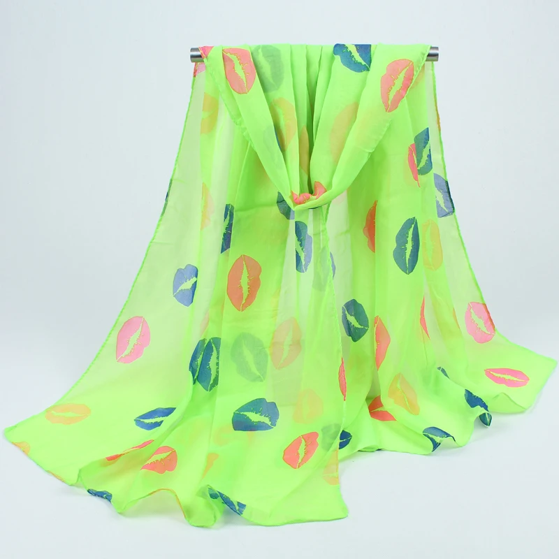 2020 очаровательные Горячие Шелковые шифоновые смешивающие любовь на губах узор