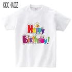 Одежда с милым принтом для маленьких мальчиков и девочек на день рождения детская модная футболка детская одежда подарок на день рождения, подарок на день рождения