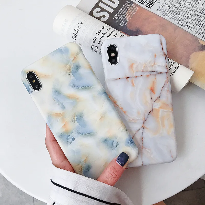 Мраморные чехлы для телефонов iPhone X XS XR Max мягкий силиконовый глянцевый чехол из