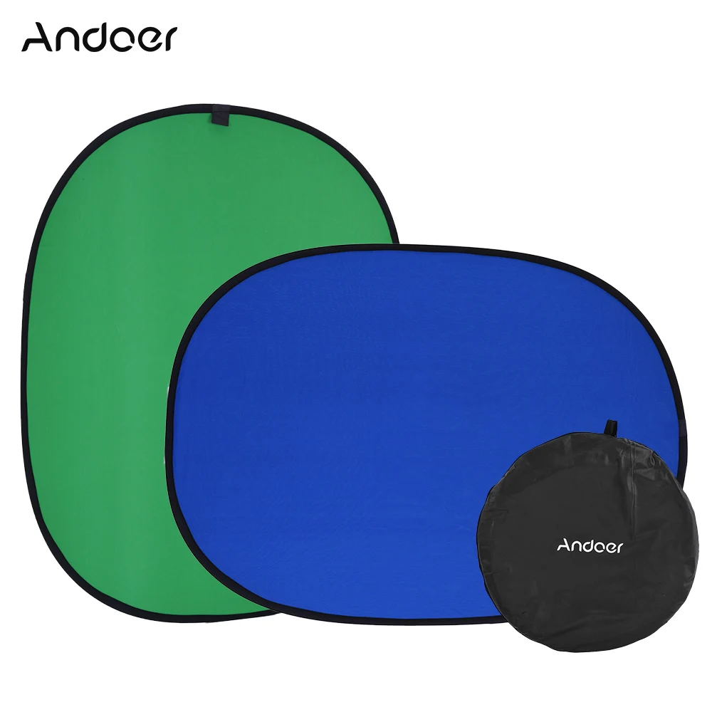 Andoer 1 5*2 0 м Складная муслиновая хлопковая синяя и зеленая (2в1) фоновая панель для