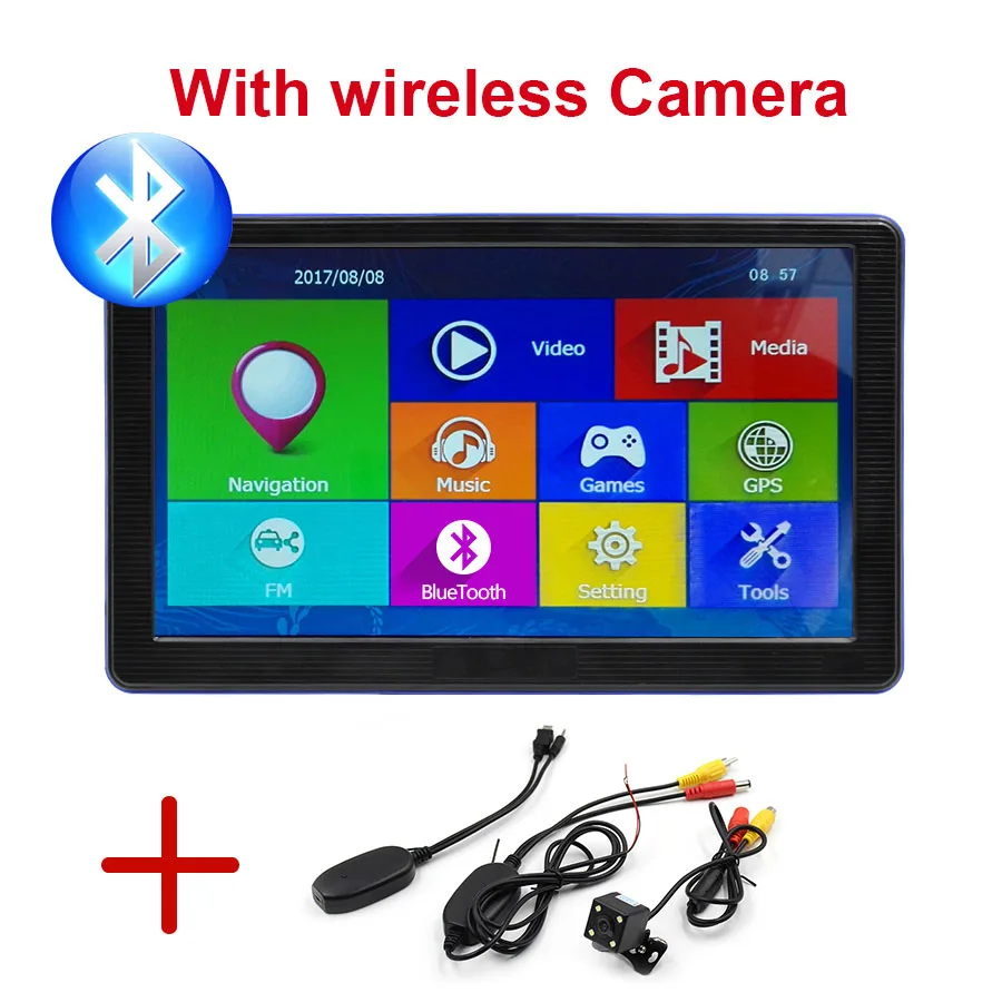TOPSOURCE HD 7 ''портативный Автомобильный gps навигатор Win CE6.0 FM 8 ГБ 800 МГц карта для Европы/США+ Канада пожизненные карты и дорожные карты - Размер экрана, дюймов: With Wireless Camera