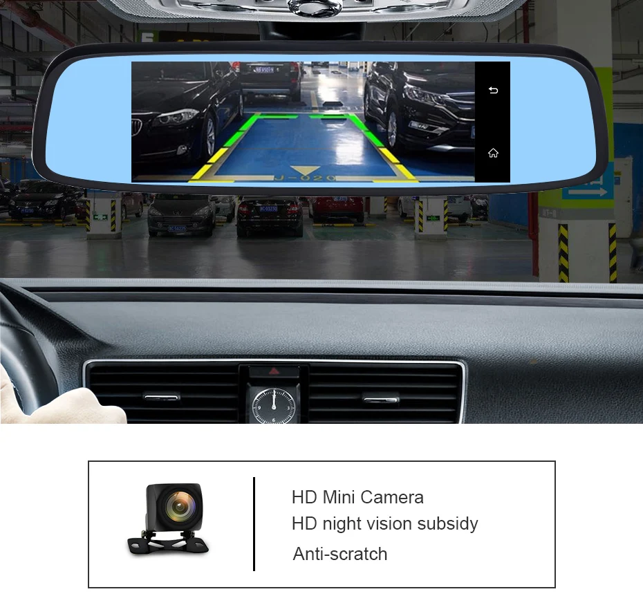 Junsun ADAS Car camera DVR Rearview 4G Camera Video recorder 7.86" Android with two cameras dash cam Registrar Rearview Mirror