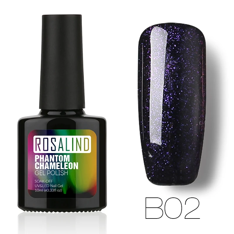 B02 ROSALIND стойкий 3D красочный фантомный лак для ногтей УФ Гель-лак для ногтей Блестящий эмаль для ногтей Блестящий Блеск Гель - Цвет: B02