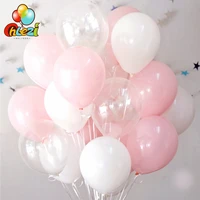30pcs 10inch 2 2g pink white transparent latex helium balloons happy birthday party supplies baby shower wedding decor ballons