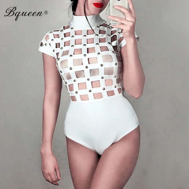 Bqueen пикантные повязки клубвечерние вечерние женские боди выдалбливают заклепки