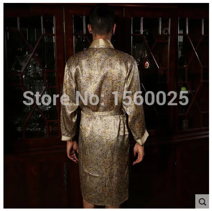 Мужская брендовая шелковая одежда для сна Осень 100% халаты из шелка тутового