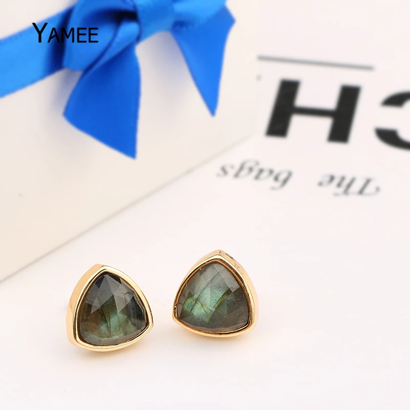 Женские Простые треугольные серьги гвоздики золотого цвета элегантные женские с