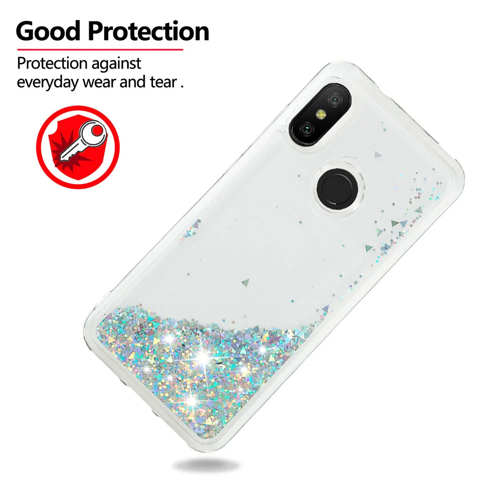 Блестящий чехол для Xiaomi Mi A2 Lite милый с сияющим динамическим жидким зыбучим песком