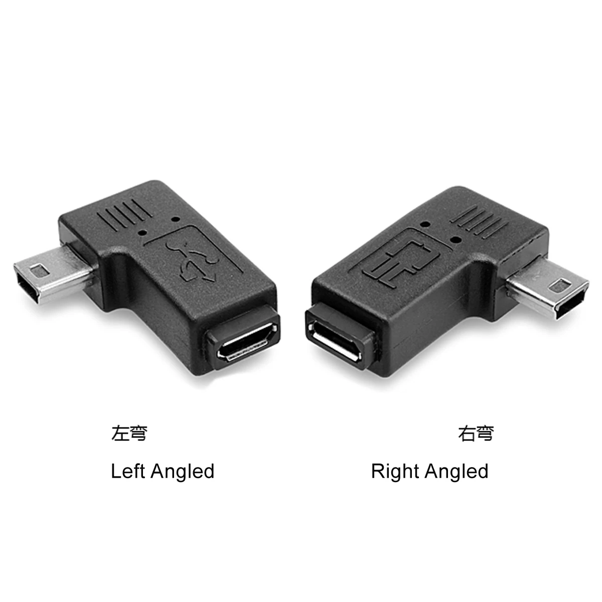 

Right Angled 90 Degree Data Sync Power Adapter Mini USB 2.0 Male to Micro USB Female
