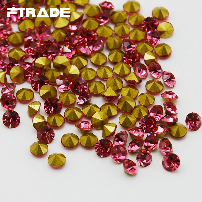 Акция! Высококачественные стразы в форме конуса сзади роза цвет кристалл шатон