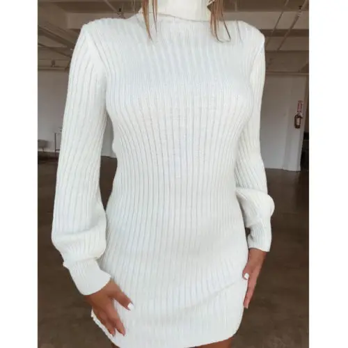 2018 New Winter Women Turtleneck Knitwear High Neck Sweater Dress Lady Fashion Casual Long Sleeve Jumper | Женская одежда