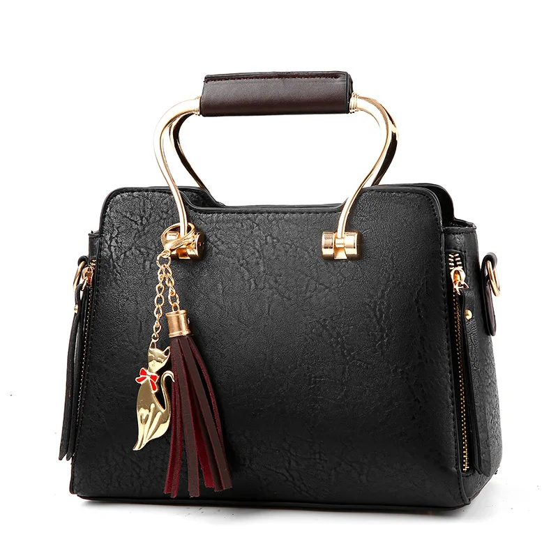 Women Vintage Leather Handbag Tassel Shoulder Bag Fashion Classic Purse Lady Bags Luxury Casual Tote Mochilas A013 | Багаж и сумки