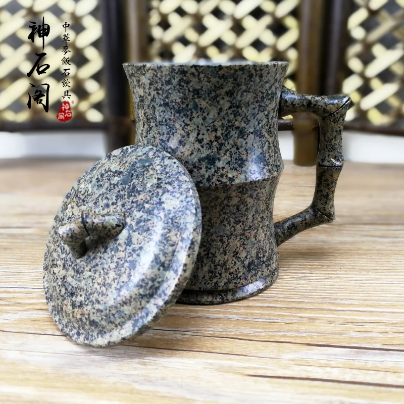Бамбуковая кружка с рисунком из натурального медицинского камня 300 мл|coffee mug|tea