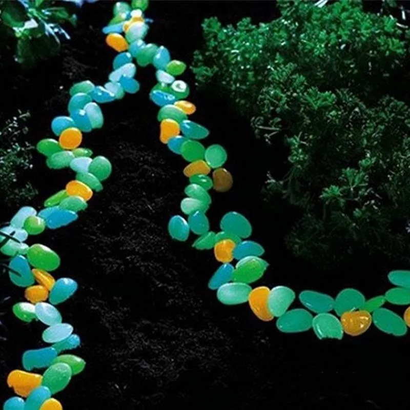 Luminous Stones Glow in Dark Mix Color Garden Decor Road Outdoor Fish Tank Decoration Pebble Rocks Aquarium 50pcs H10140 |